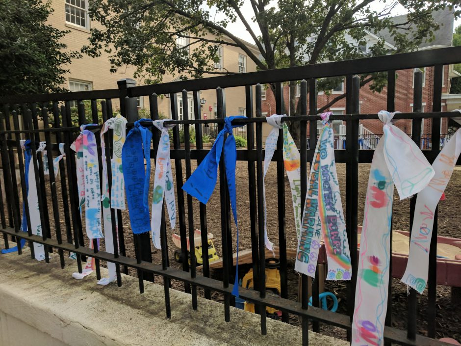 Peace Day Ribbons on a fence
